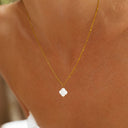 Belinda Mother of Pearl Quatrefoil Pendant Necklace