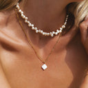 Belinda Mother of Pearl Quatrefoil Pendant Necklace, view 9
