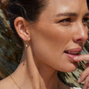 Simone Zircon Drop Hoop Earrings, view 5