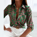 Cressida printed button-up blouse with collar and relaxed fit, view 18