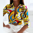 Cressida printed button-up blouse with collar and relaxed fit, view 19