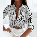 Cressida printed button-up blouse with collar and relaxed fit, view 14
