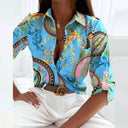 Cressida printed button-up blouse with collar and relaxed fit, view 10