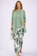 Astra green and white three piece set with wide leg trousers