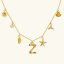 Noelle Initial Necklace with Sea Charms, view 33