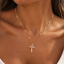 Sabine Gold Zircon Cross Pendant Necklace
